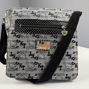 Hello Kitty Crossbody Medium Messager Bag Black White Gray